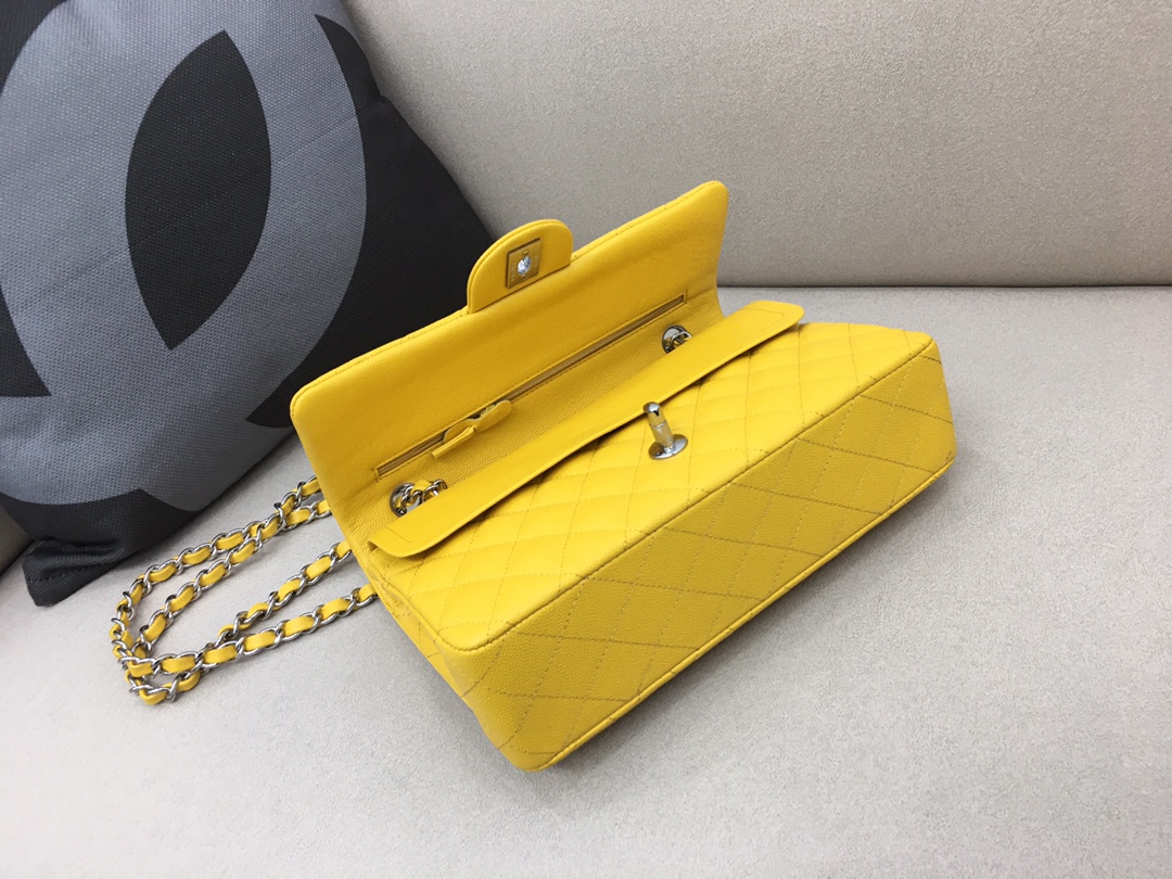 Medium Classic Flap Caviar Bag A01112 Yellow/Silver